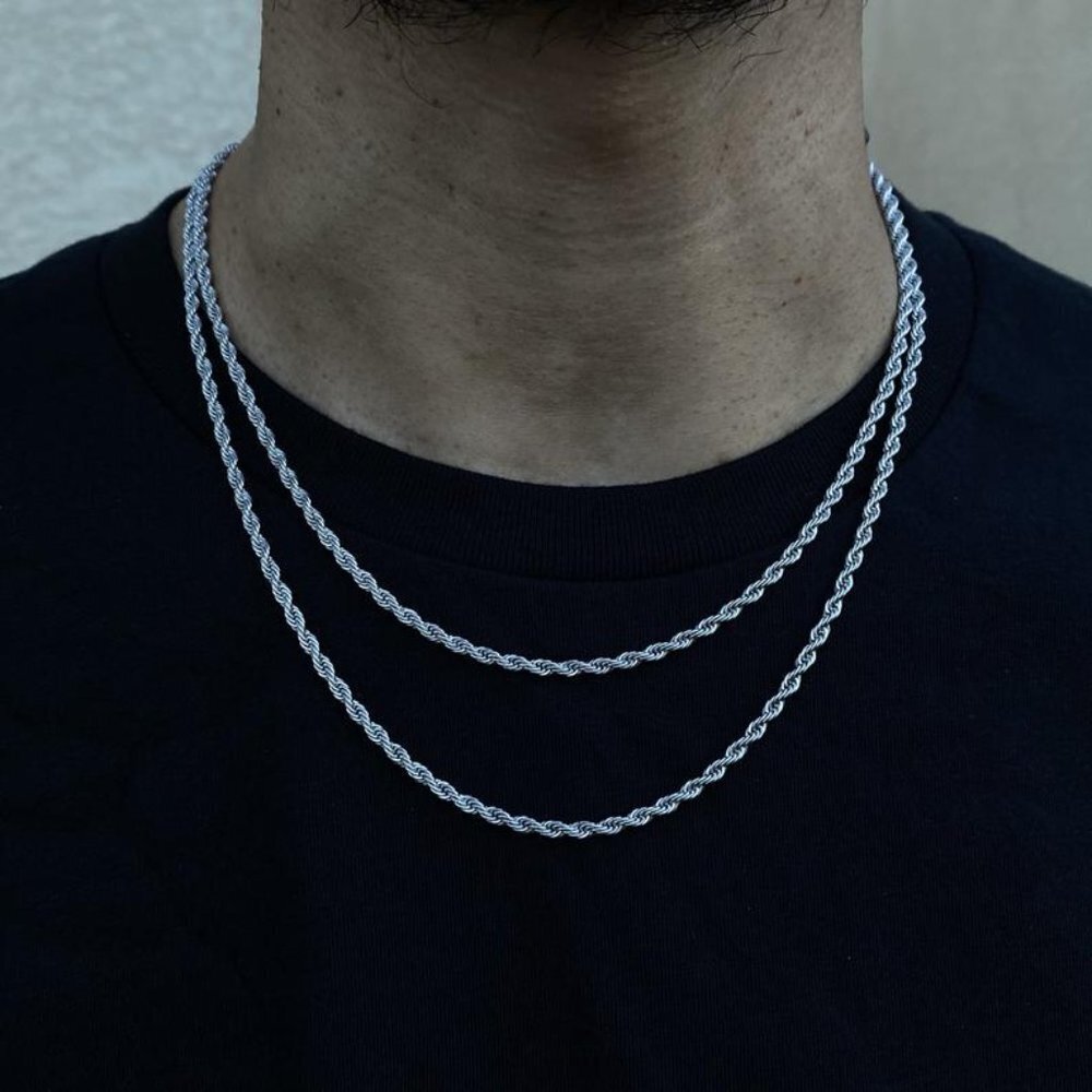 Stainless Steel Rope Chain Necklace - Stainless Steel Men